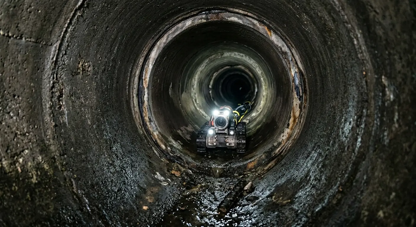 Robotic sewer camera inspecting pipe interior for Sewer Line Cleaning in Belmar